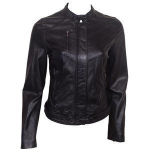 WOMEN'S BLACK BIKER LEATHER MOTORCYCLE JACKET